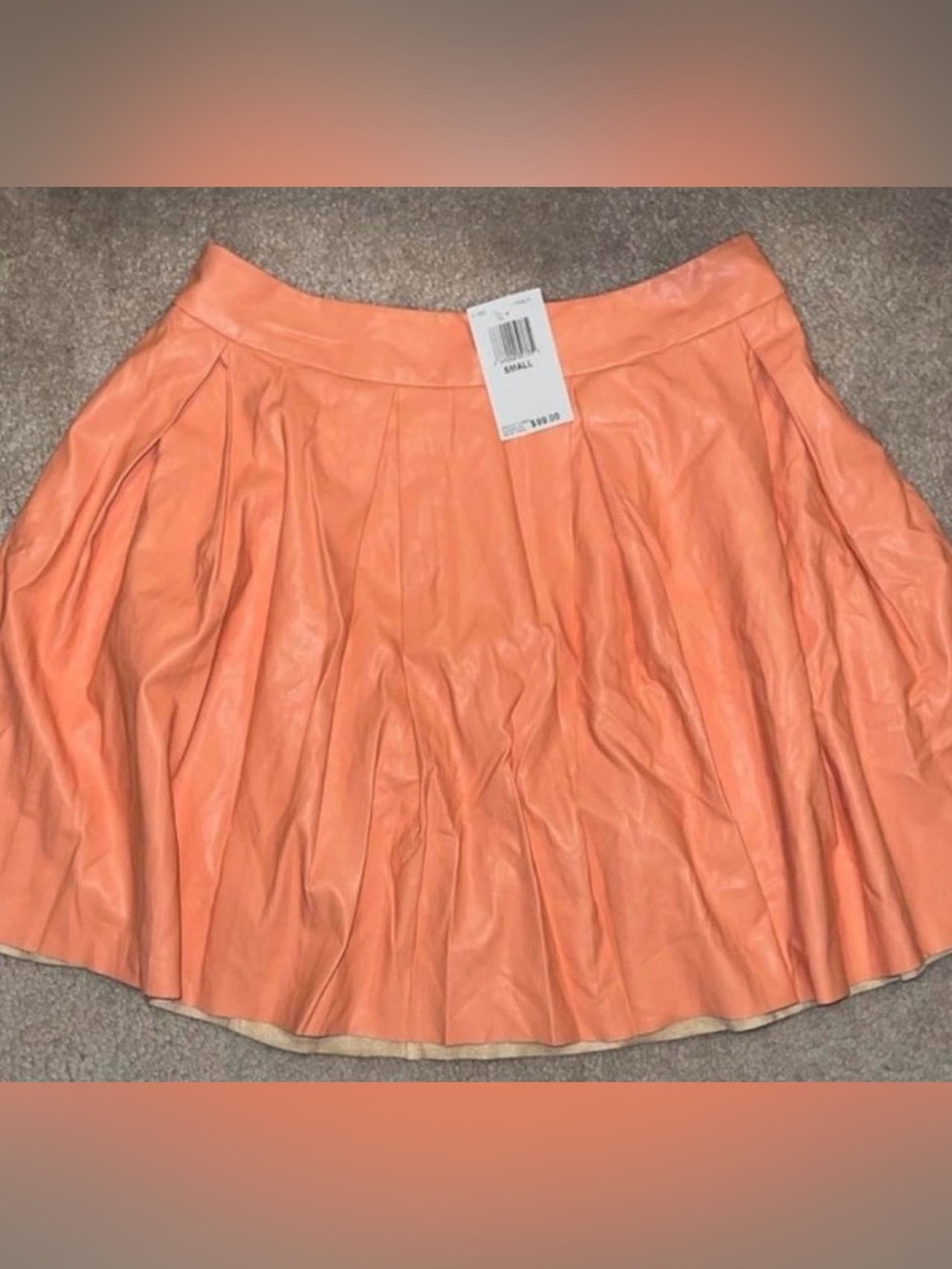 NWT Boundary & Co. Faux Leather Peach Skirt. Sz Small